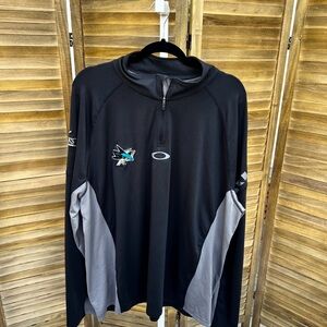 Men's Oakley 1/4 Zip San Jose Sharks Black Gray Pullover Jacket Hydrolix XXL